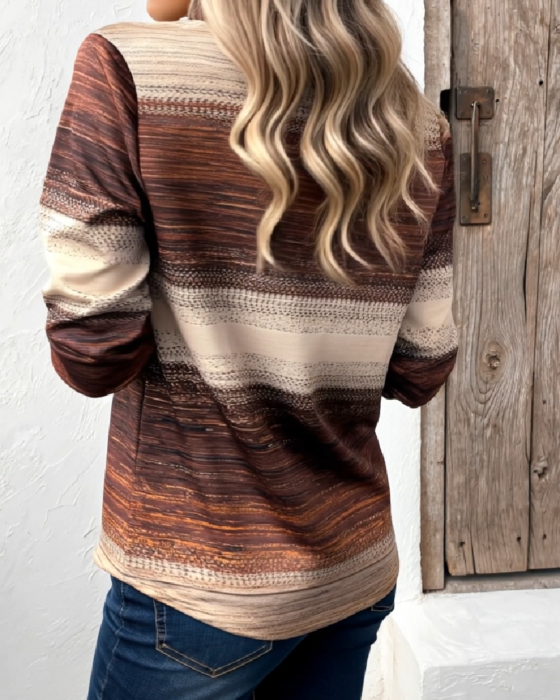 Sweat-Shirt Col Montant Demi-Zippé Dégradé