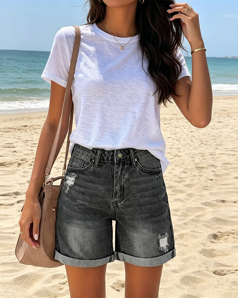 Short Jeans Déchiré Usé
