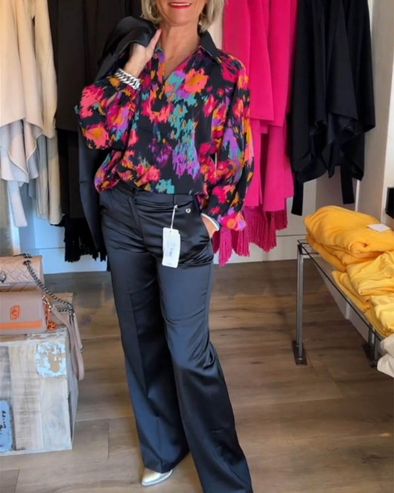 Blouse élégante à manches longues imprimée