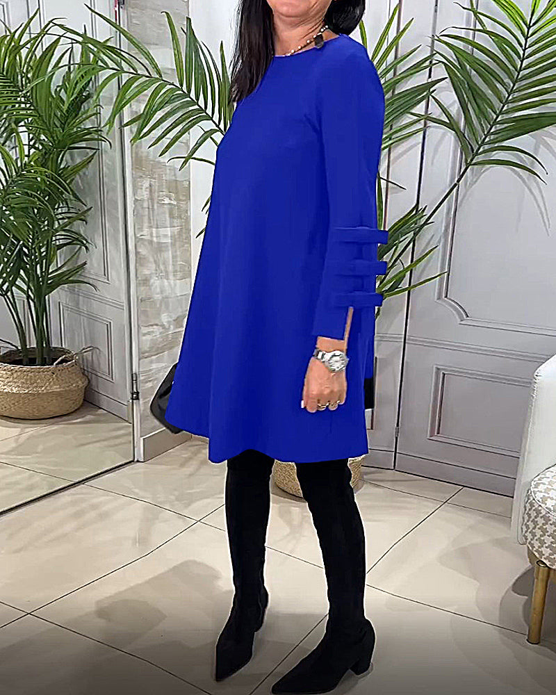 Robe décontractée au genou avec manches longues