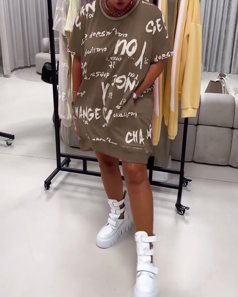 Robe Lâche Lettre Imprimé