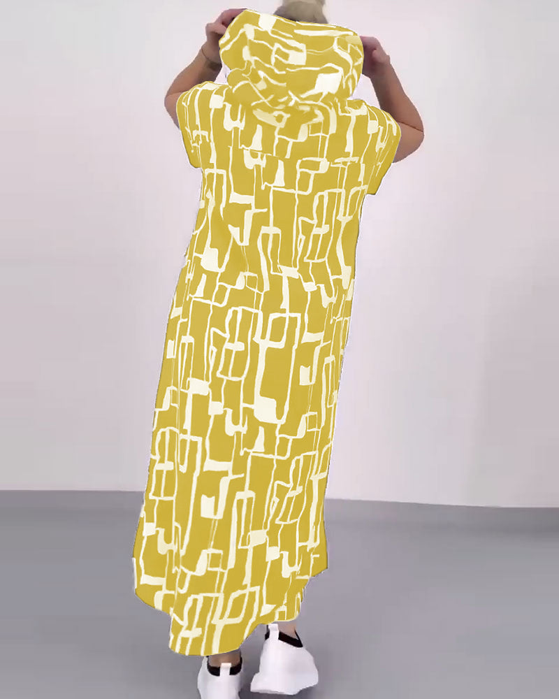 Robe Fermeture Éclair Mi-longue Lâche Contrastée