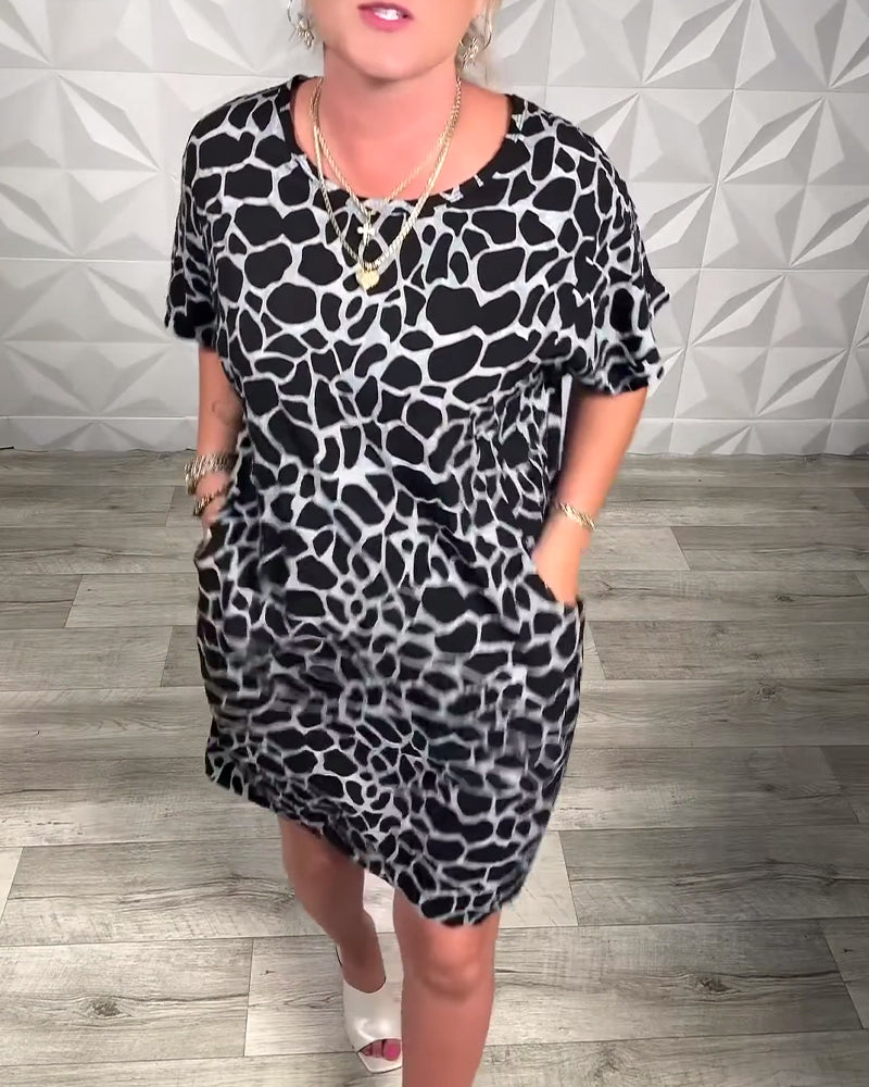 Robe décontractée imprimée col rond