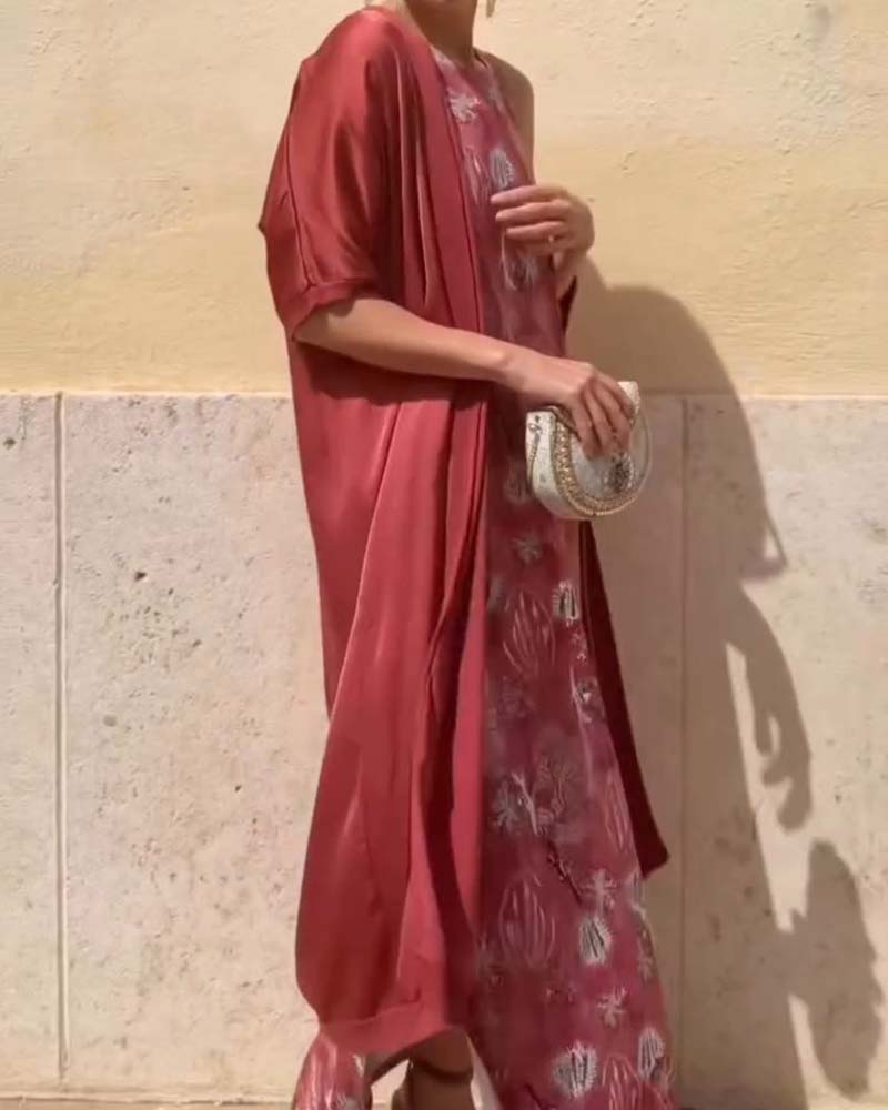 Ensemble Sans Manches Robe Maxi + Cardigan Assorti