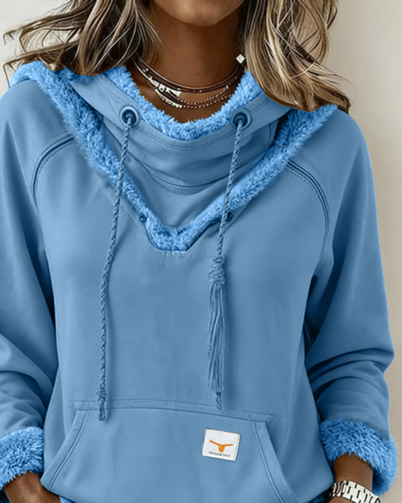 Sweat À Manches Longues À Détails Patchwork Et Poche