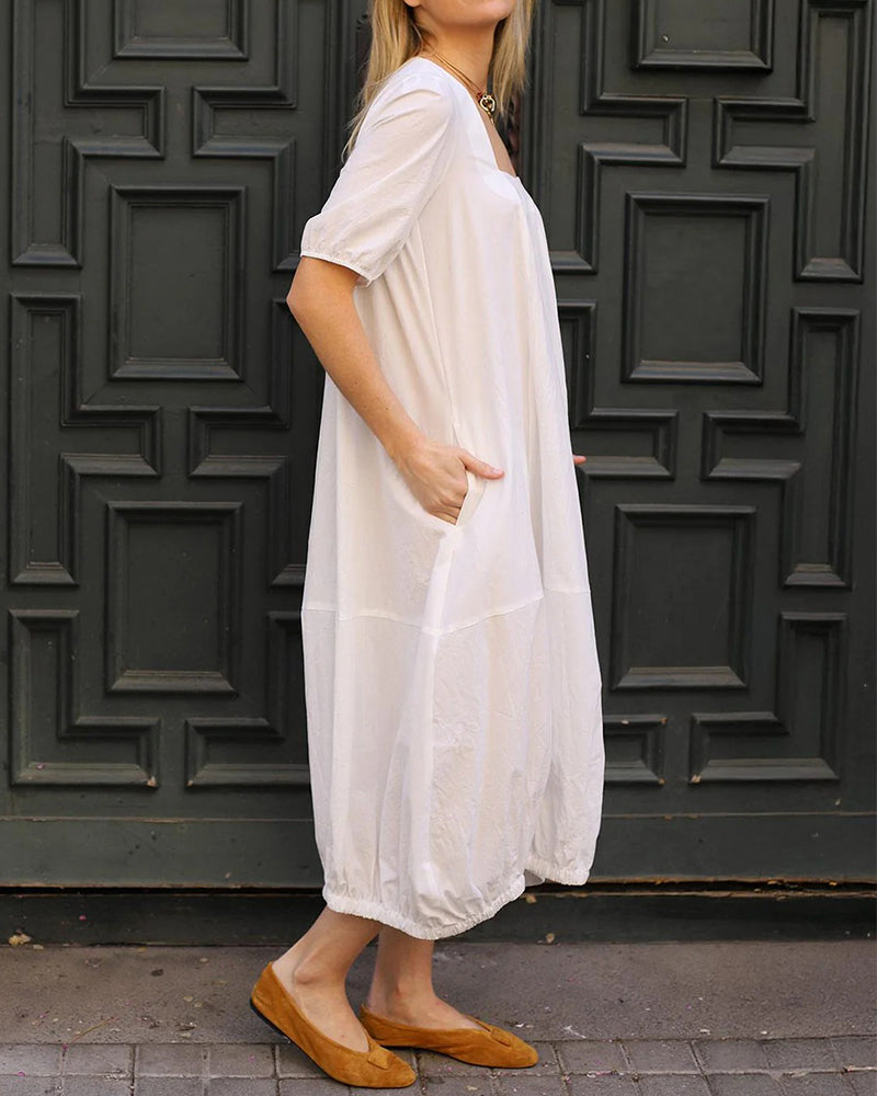 Robe Col Carré Ourlet Bulle