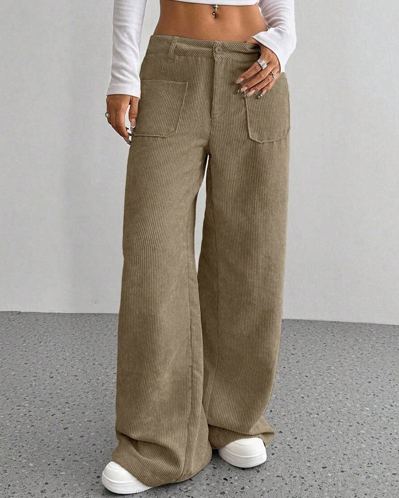 Pantalon Devant Dos Poche Unie Jambe Droite Long