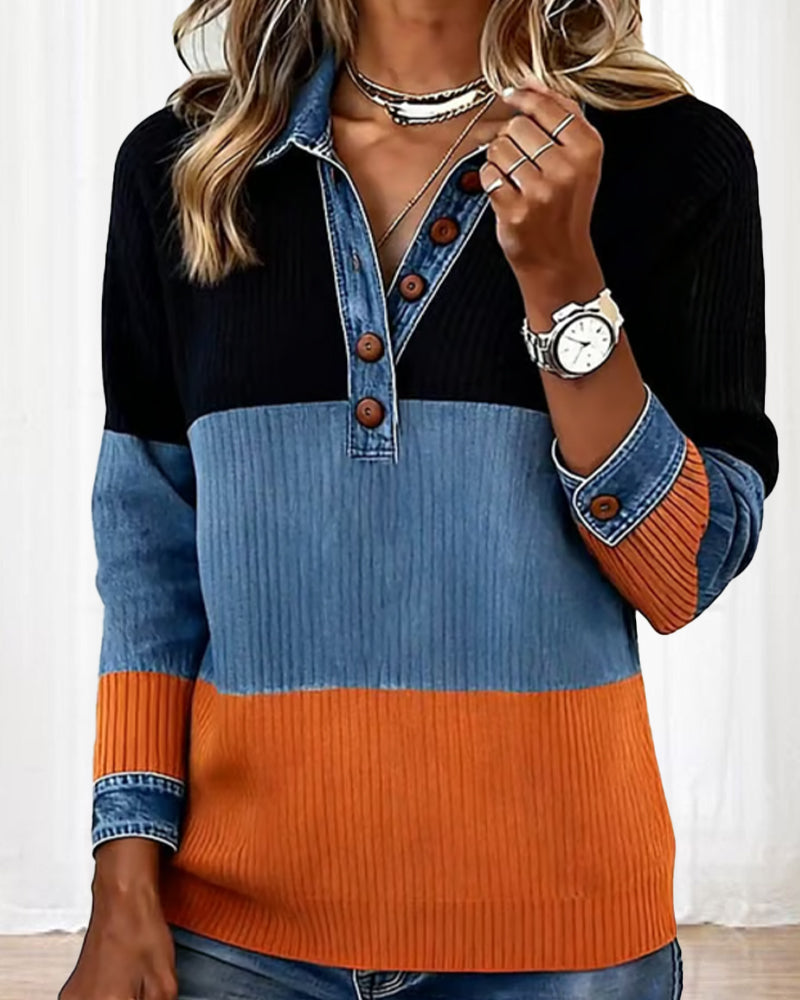 Haut Tendance À Revers Et Couleur Contrastée