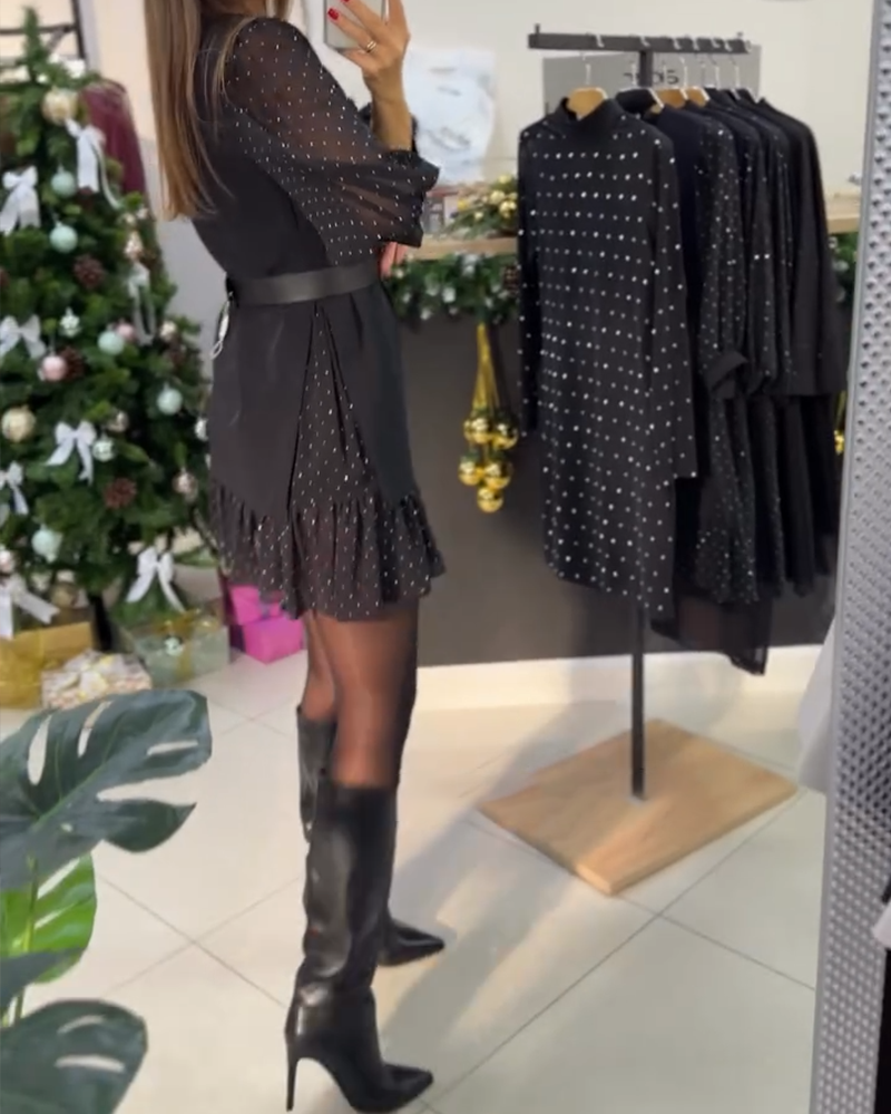 Robe Élégante À Col En V Et Motif Patchwork