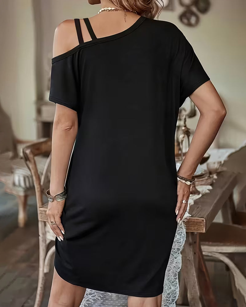 Robe Off-Épaule Imitation Deux Pièces