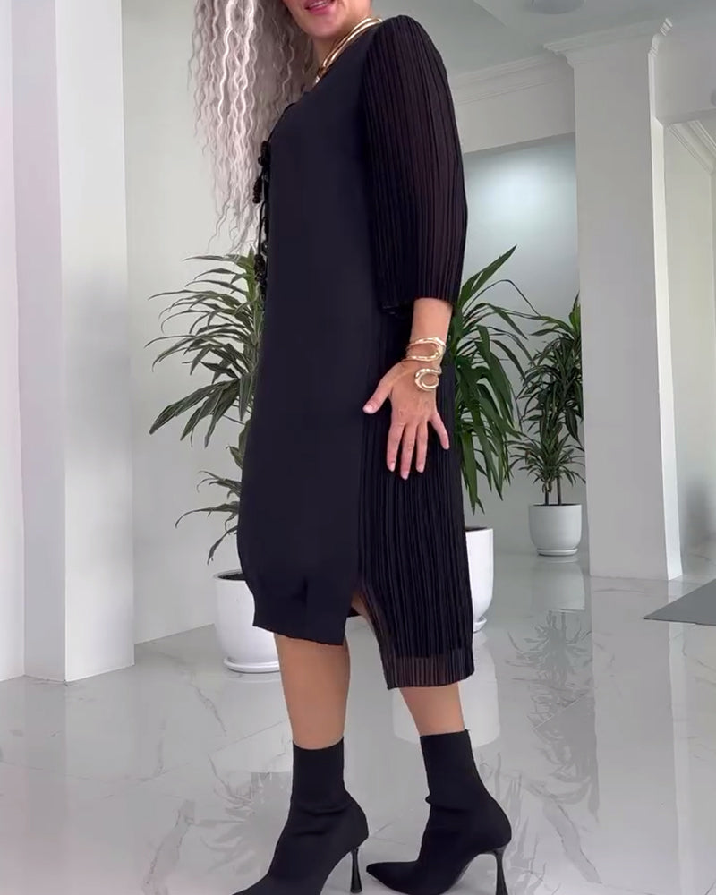 Robe décontractée fendue de couleur unie