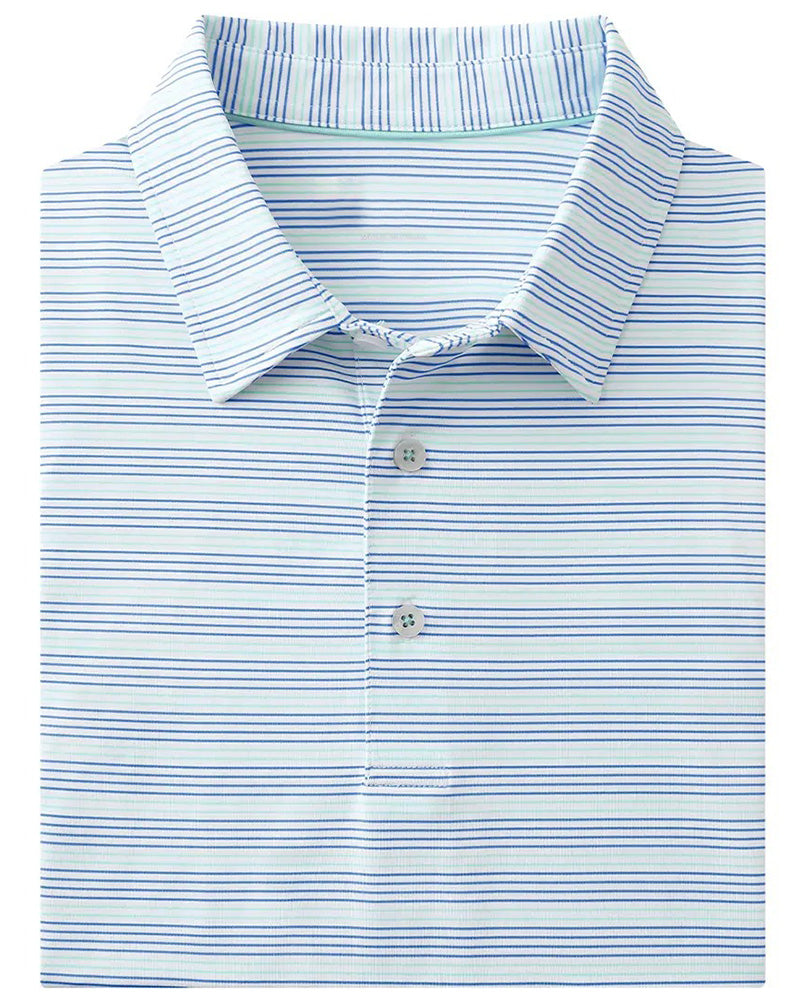 T-Shirt Col Bleu Et Blanc Fine Rayure