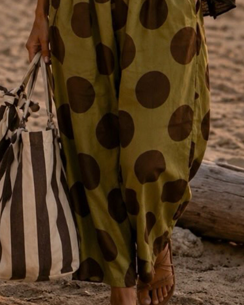 Set Col V Volant Haut & Pois Pantalon