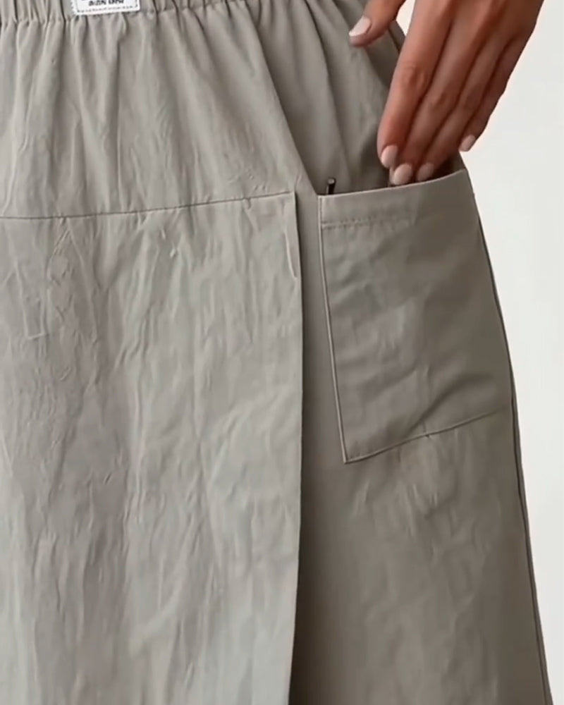 Shorts Décontracté Uni Design Poches