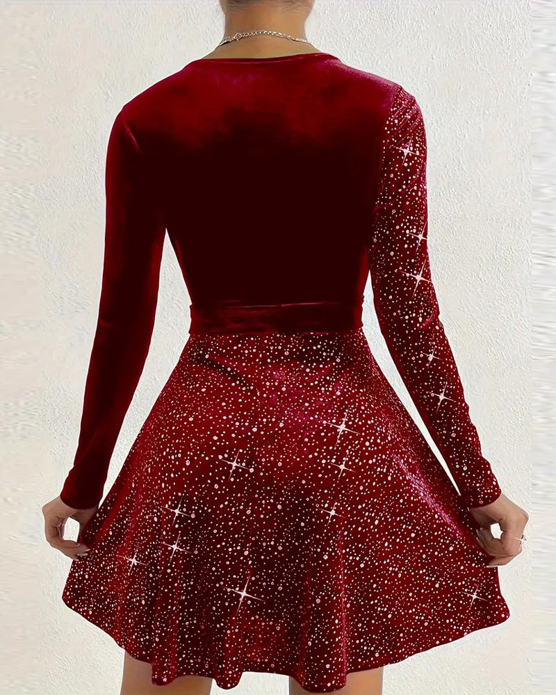 Robe Profond V Velours Perçage À Chaud