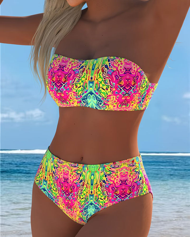 Bikini Sans Bretelles Couleur Imprimé