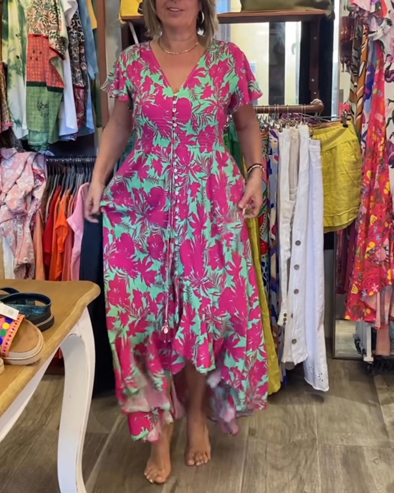 Robe avec imprimé et manches courtes