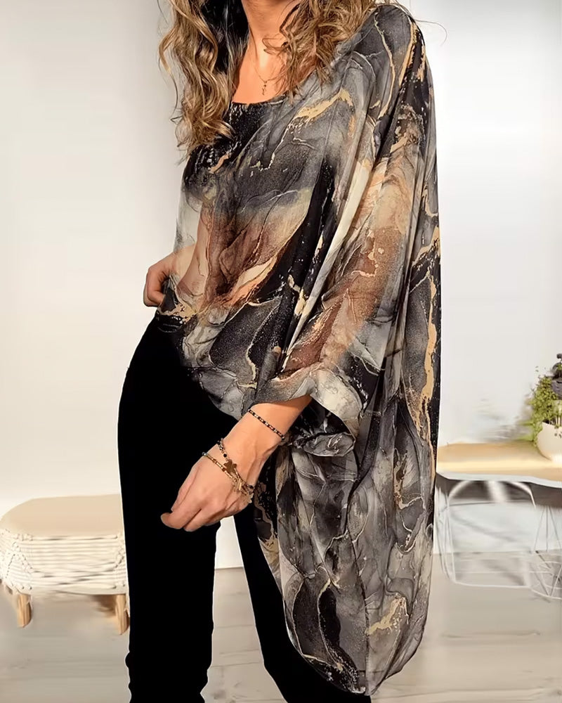 Chemisier Manche Chauve-Souris Tie-Dye Ample