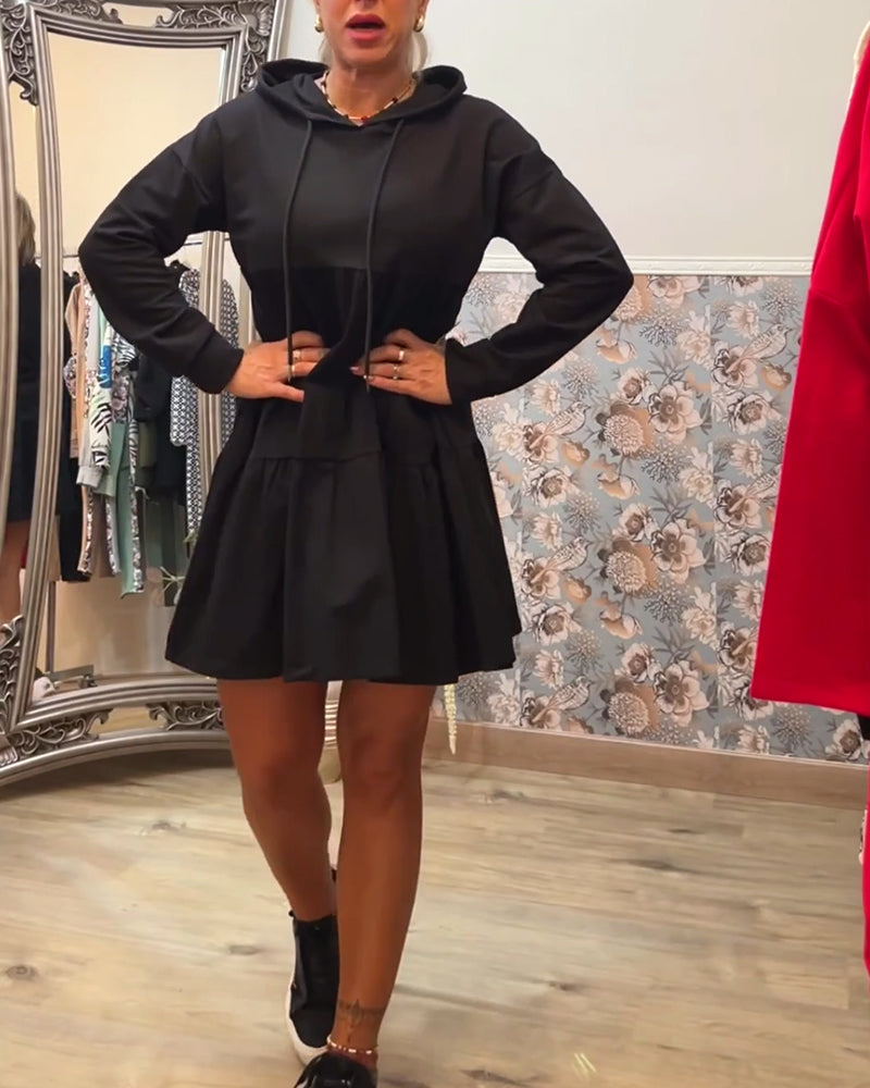 Robe à capuche décontractée de couleur unie