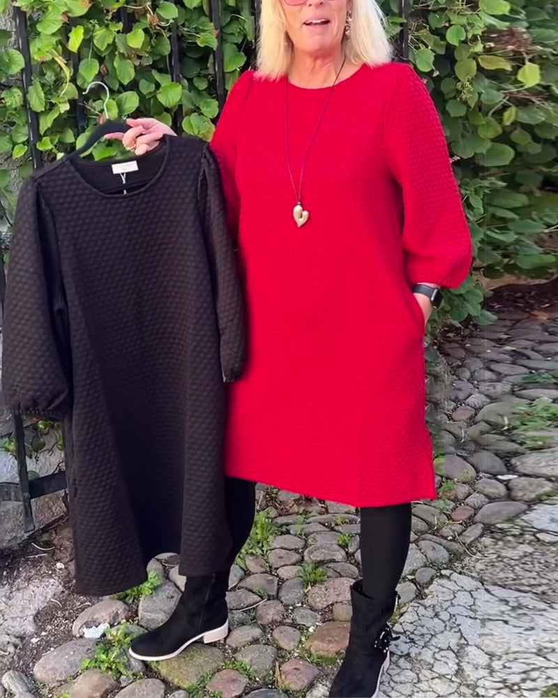 Robe décontractée de couleur unie à col rond