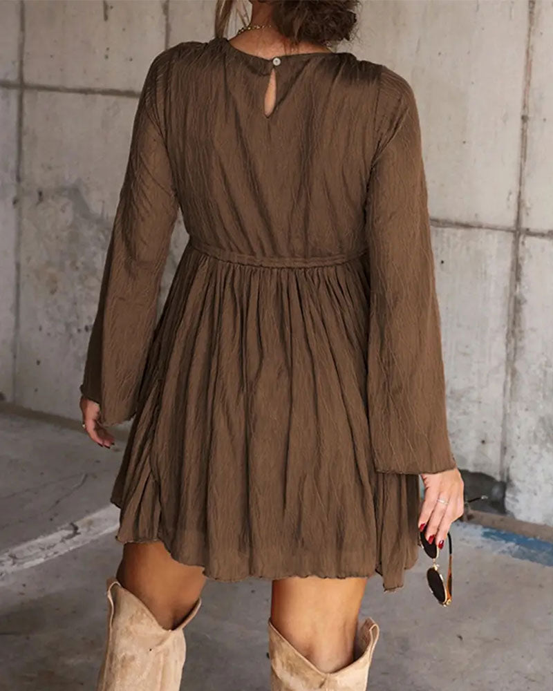 Robe Texturée Col En V Courte