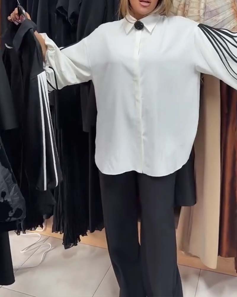 Chemise Contraste Ligne Manche Longue