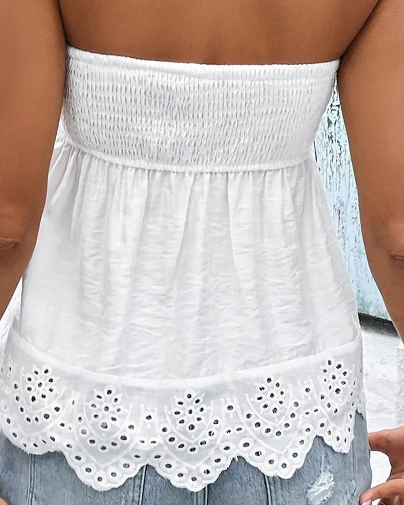 Blouse Froncée Évidée Bandeau