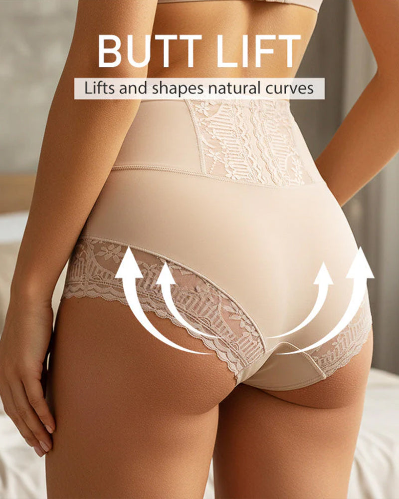 Slip Dentelle Taille Haute Pour Femme Qui Affine Le Ventre Et Galbe Les Fesses