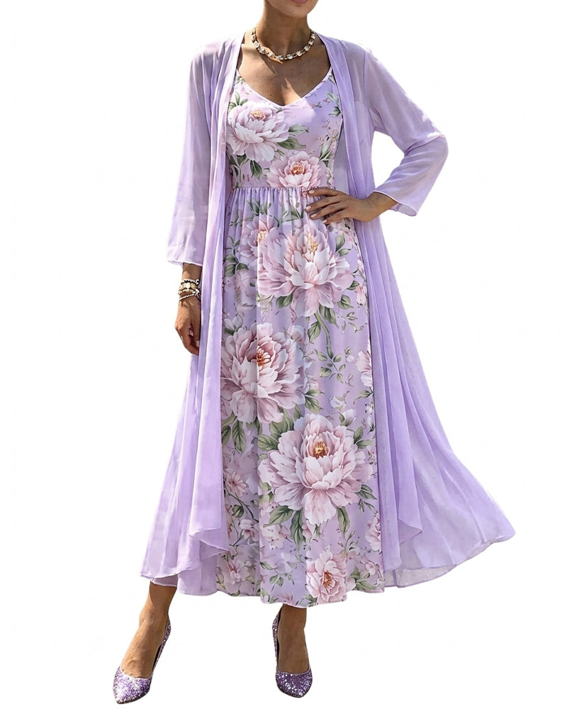 Set Imprimé Floral Robe Deux Pièces
