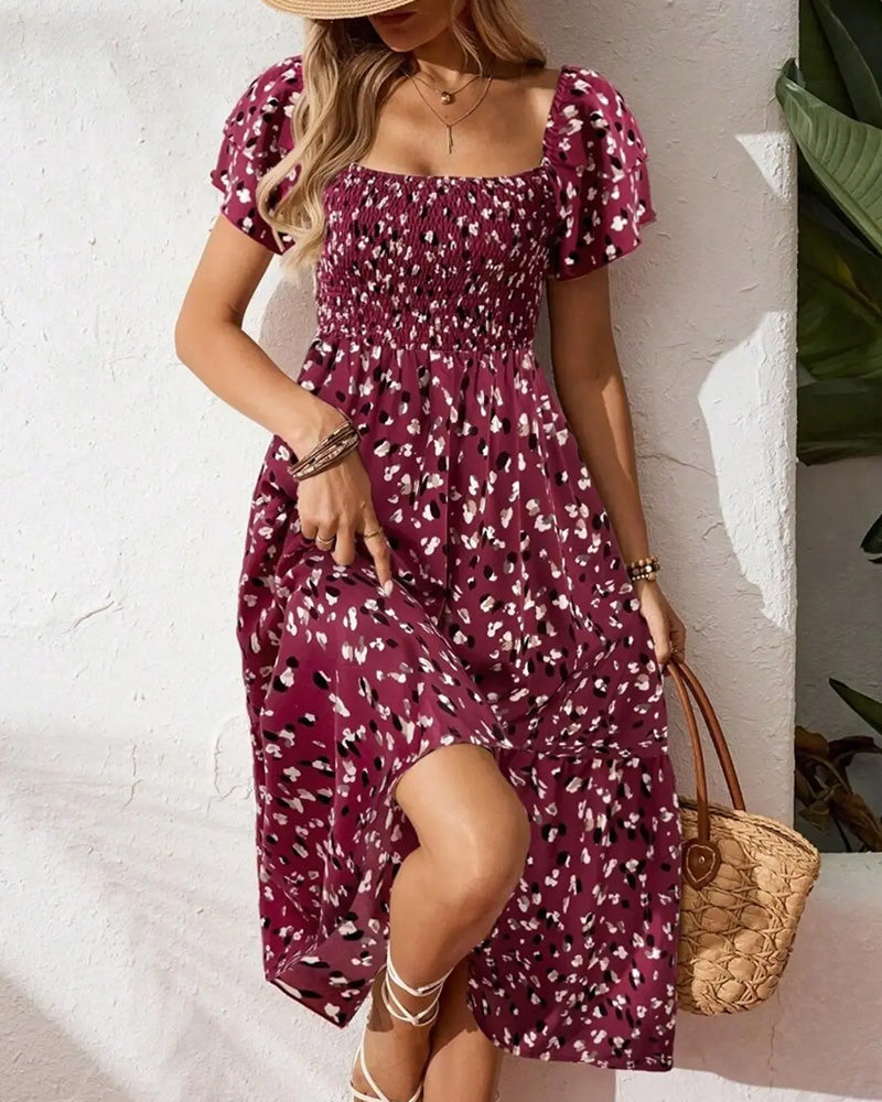Robe Manche Papillon Cintrée Plissée Ligne A