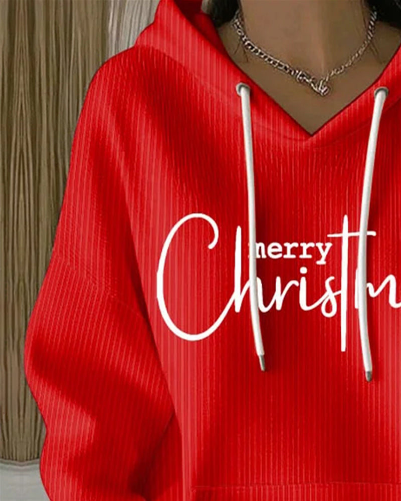 Sweat À Capuche Décontracté Manches Longues Avec Lettrage