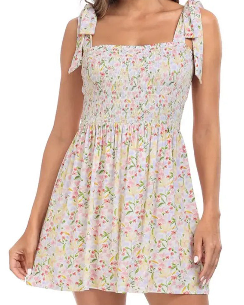 Robe Femme Florale Mini Avec Short Intégré