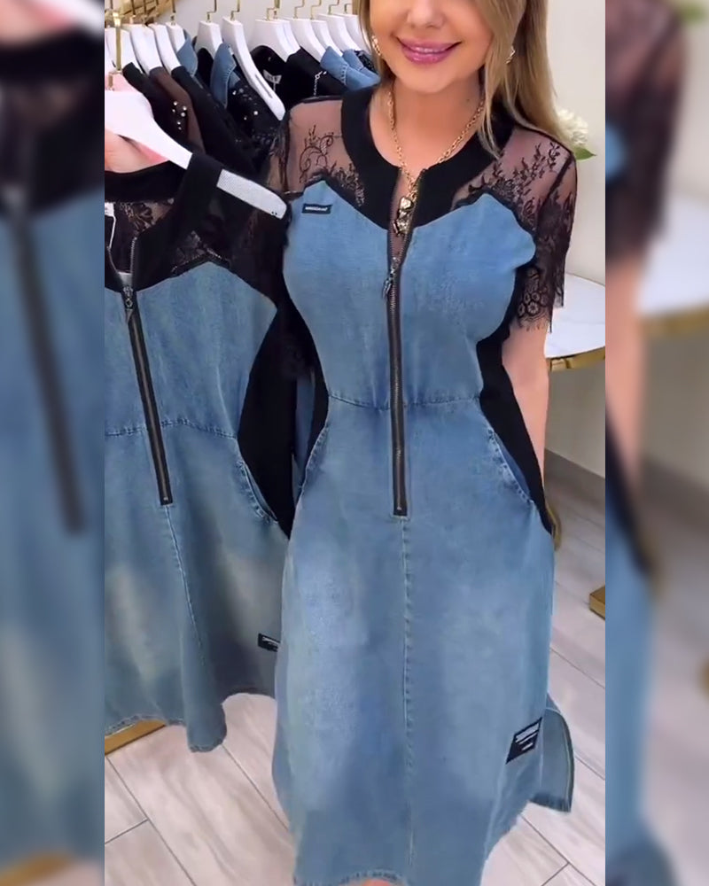 Robe À Manches En Dentelle Et Design Tendance