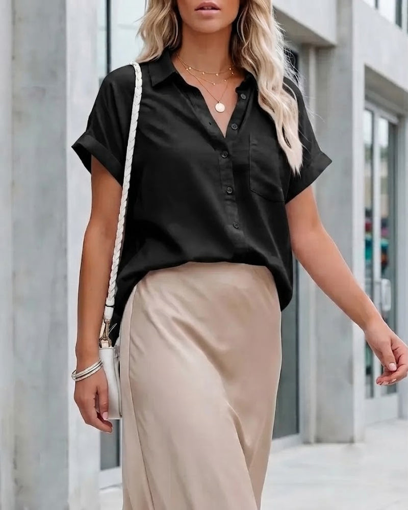 Chemise À Col Décontractée Manches Courtes