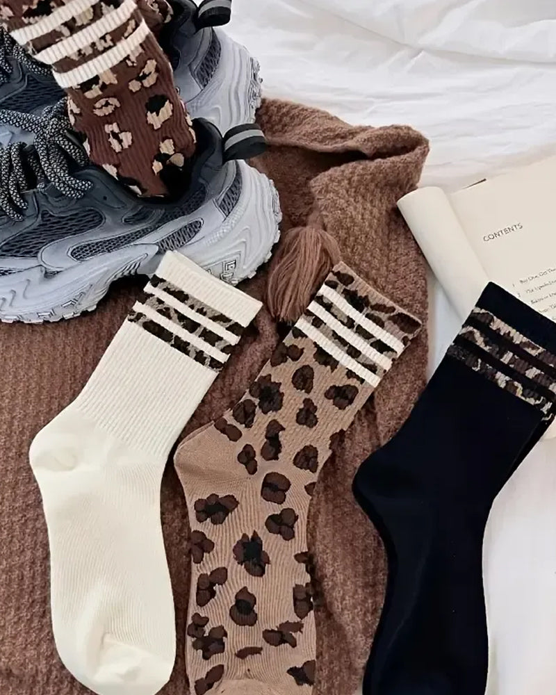 Chaussettes Imprimé Léopard Mi‑Mollet