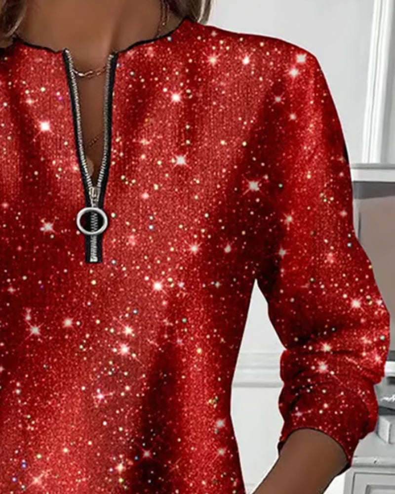 Sweat Décontracté À Manches Longues À Demi-Fermeture Éclair