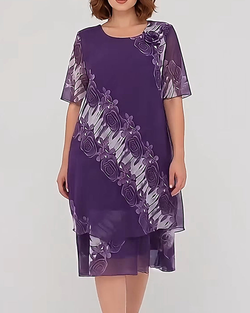 Robe Col Rond Florale Décontractée