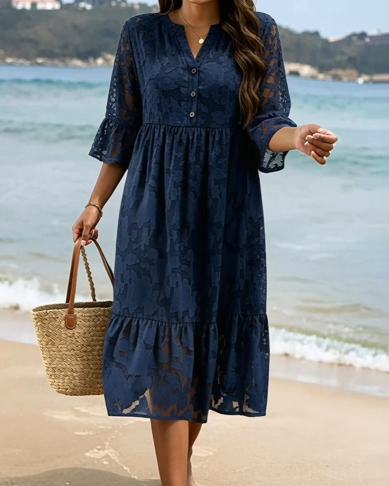 Robe Élégante Sophistiquée Volant Dentelle