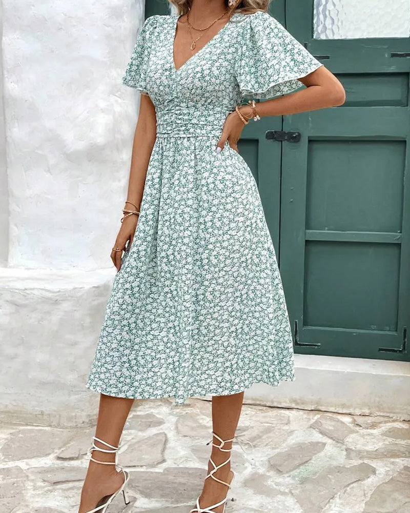 Robe Florale Col V Taille