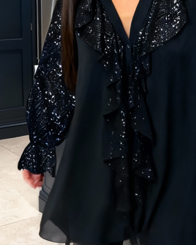 Blouses Amples Unies À Volants