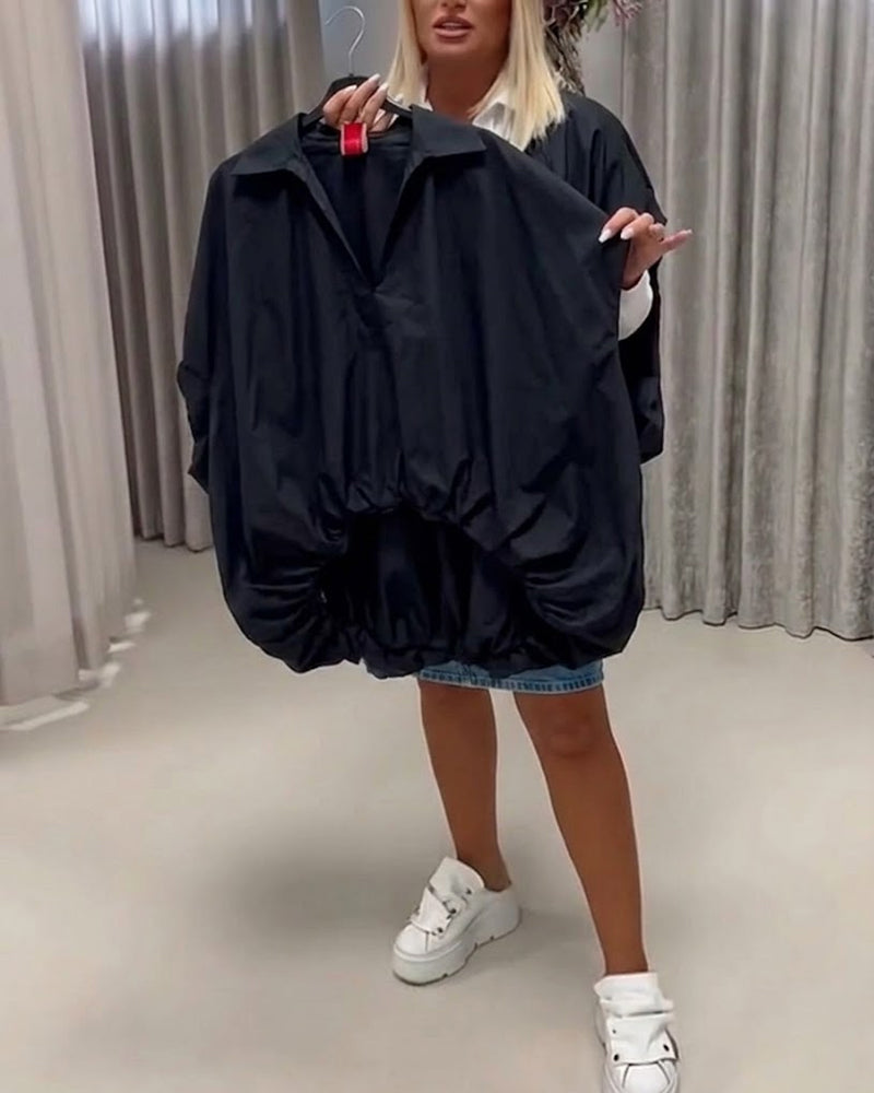 Blouse Col Coupe Loose Manche Chauve-Souris