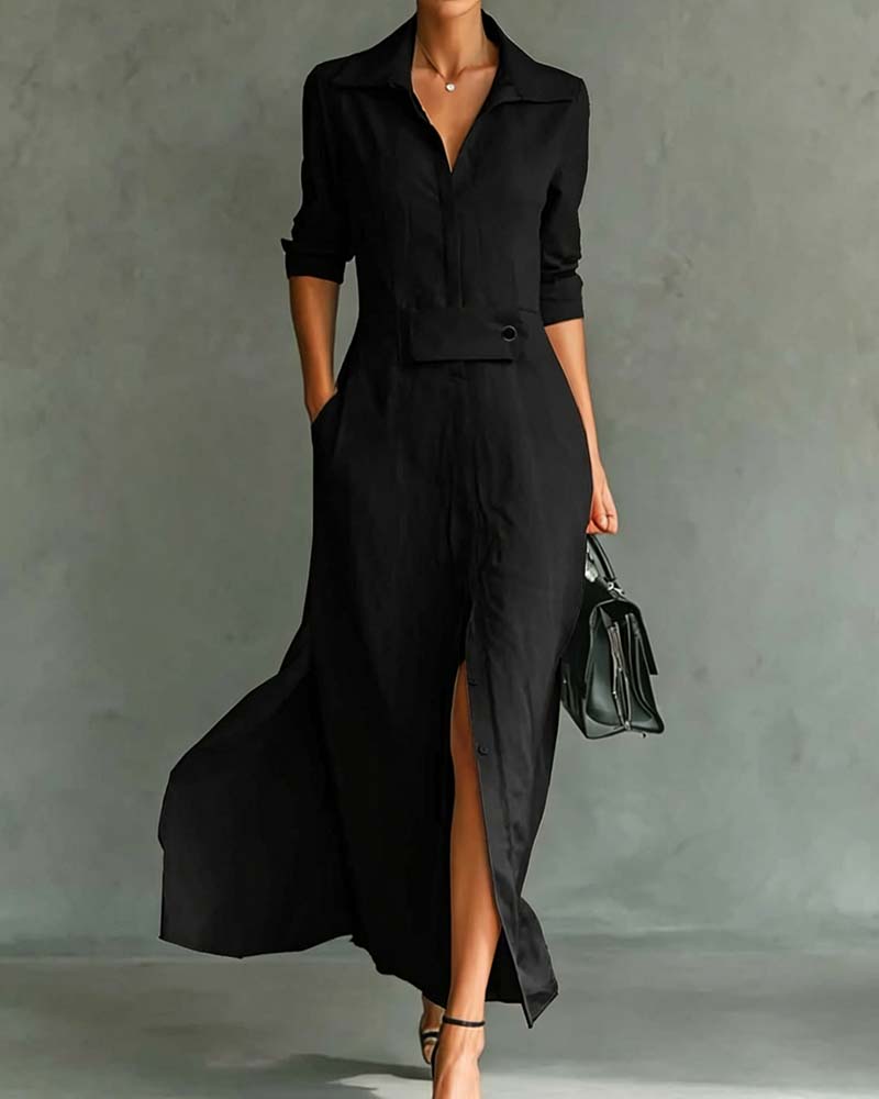 Robe À Revers Uni