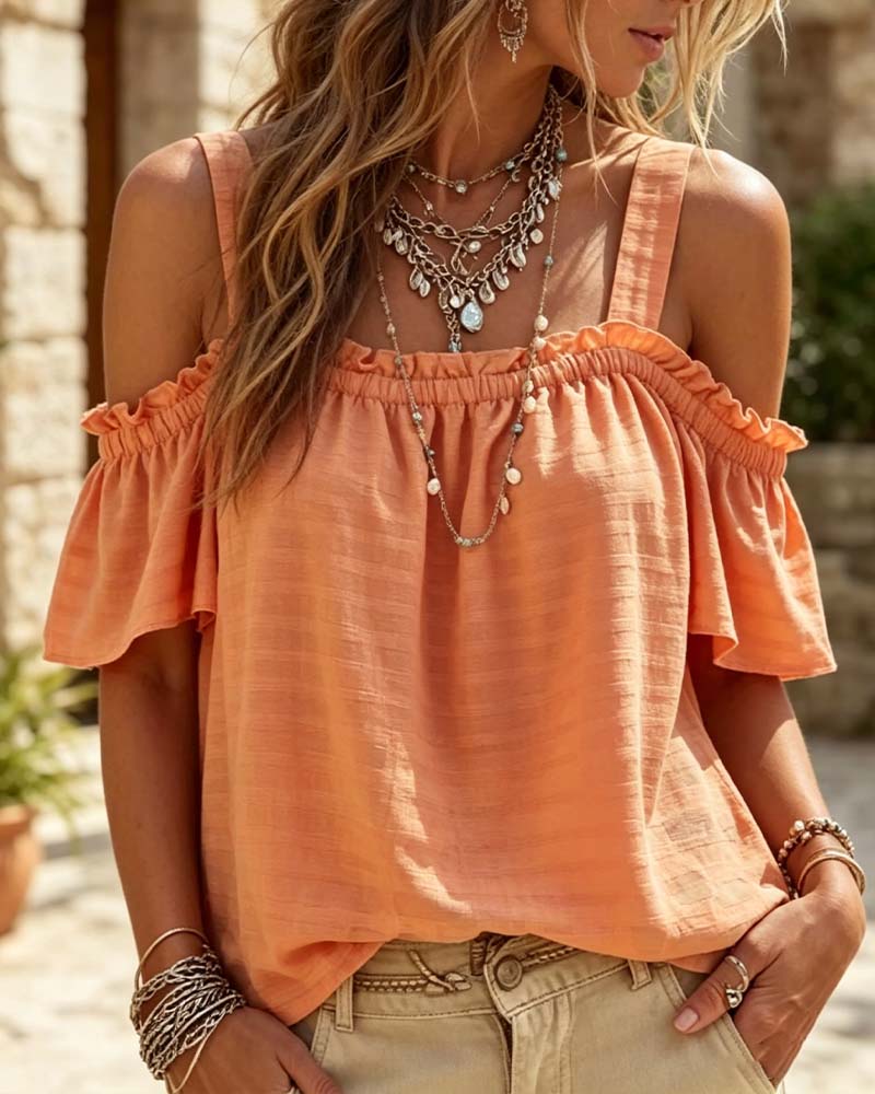 Blouse Camisole Volant Off-Épaule