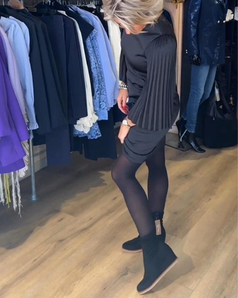 Robe à manches cloche et col rond