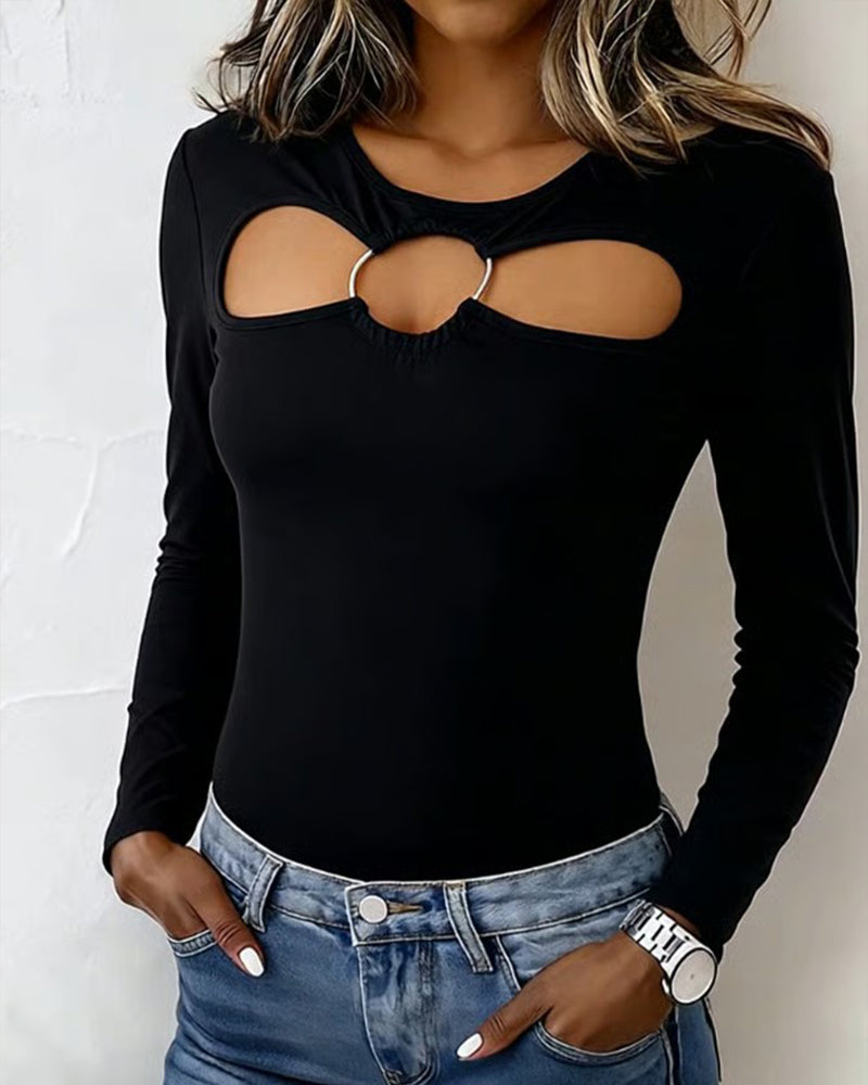T-Shirt Ajouré Boucle Anneau Ajusté