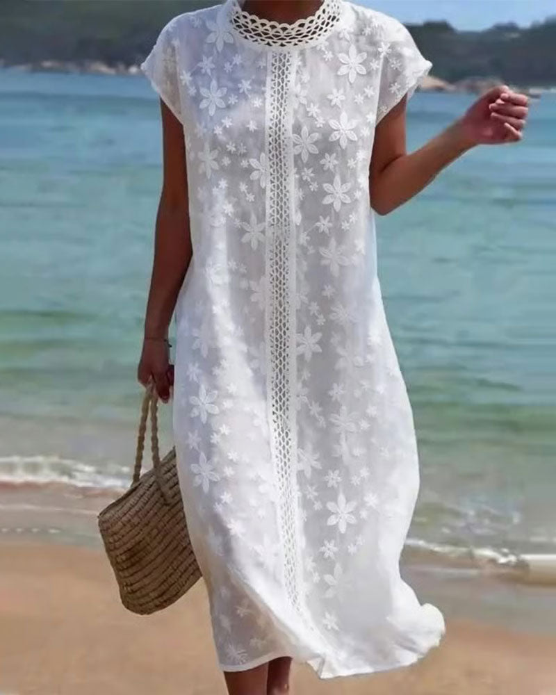 Robe Découpée Unie Imprimée