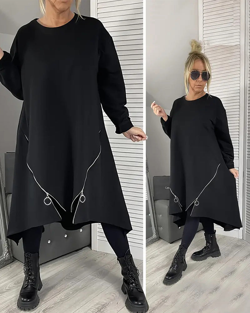 Robe Ample Oversize À Fermeture Éclair
