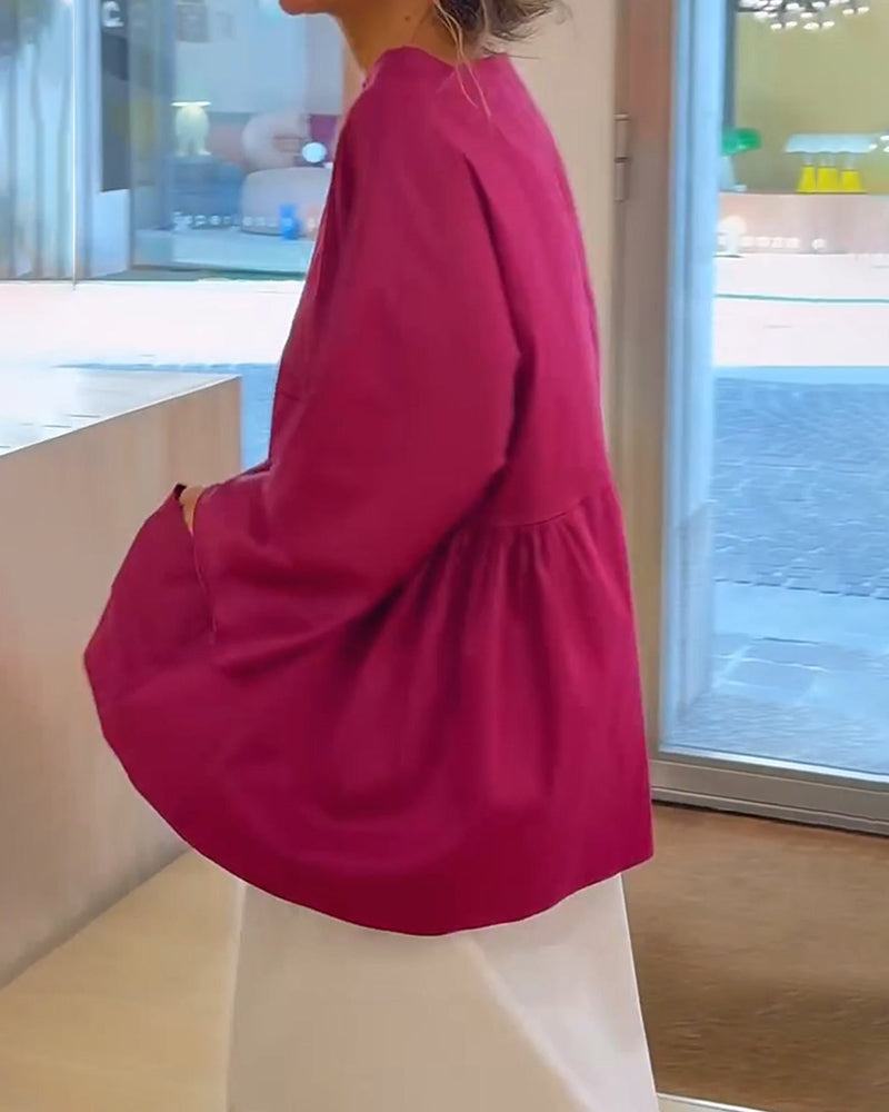 Blouse Unie À Manches Longues