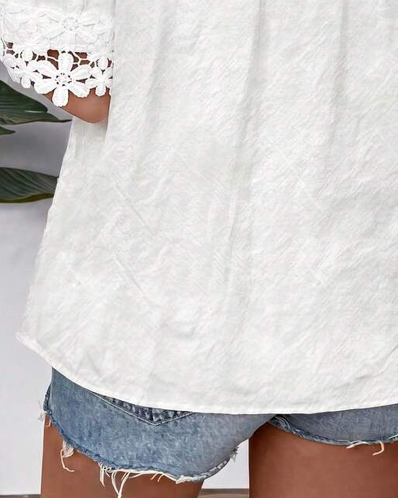 Blouse Dentelle Bardot Manches Courtes