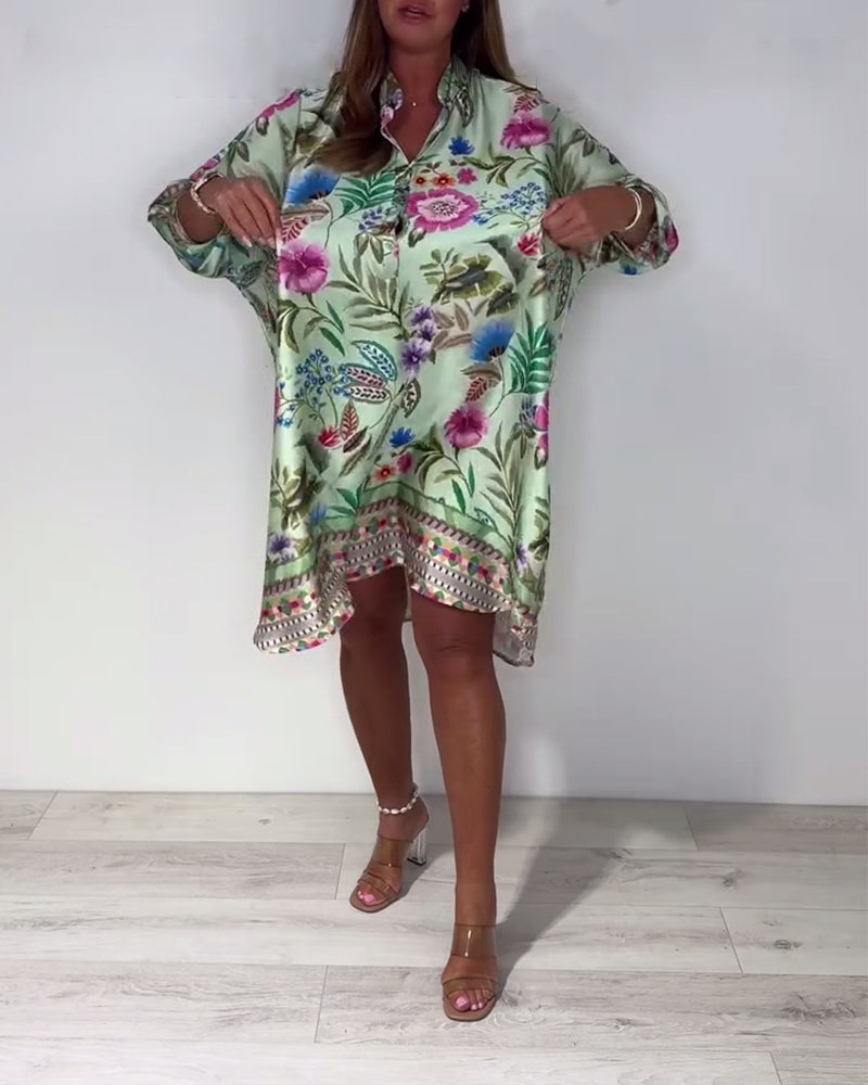 Robe Col montant Vacances Florale